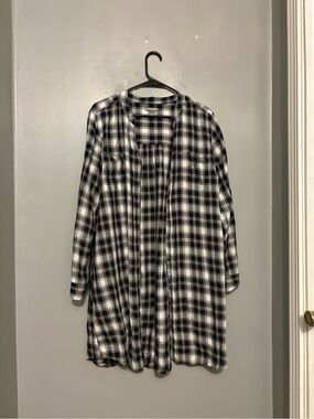 Falls Creek Black & White Plaid Open-Front Shirt Jacket